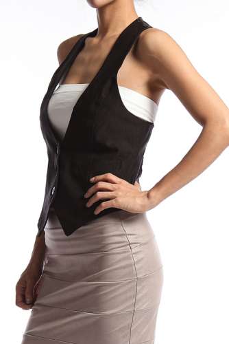 TheMogan Women's Tuxedo Dress Vest Waistcoat Sleeveless Satin Racerback Jacket  Women's Clothing Deals